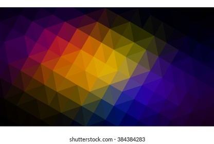 Multicolor dark polygonal illustration, which consist of triangles. Geometric background in Origami style with gradient. Triangular design for your business. Rainbow, spectrum image.