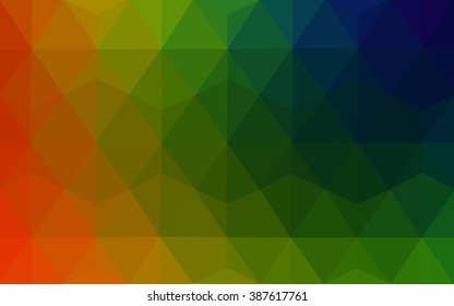 Multicolor dark polygonal illustration, which consist of triangles. Geometric background in Origami style with gradient. Triangular design for your business. Rainbow, spectrum image.