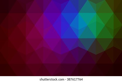 Multicolor dark polygonal illustration, which consist of triangles. Geometric background in Origami style with gradient. Triangular design for your business. Rainbow, spectrum image.