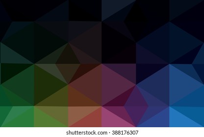 Multicolor dark polygonal illustration, which consist of triangles. Geometric background in Origami style with gradient. Triangular design for your business. Rainbow, spectrum image.