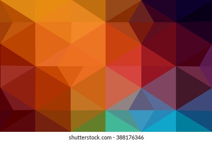 Multicolor dark polygonal illustration, which consist of triangles. Geometric background in Origami style with gradient. Triangular design for your business. Rainbow, spectrum image.