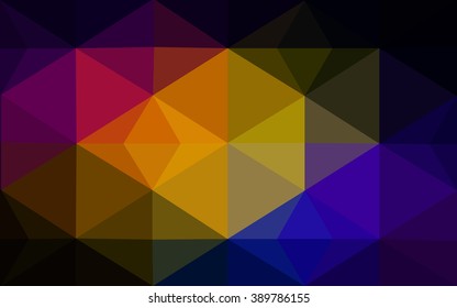 Multicolor dark polygonal illustration, which consist of triangles. Geometric background in Origami style with gradient. Triangular design for your business. Rainbow, spectrum image.