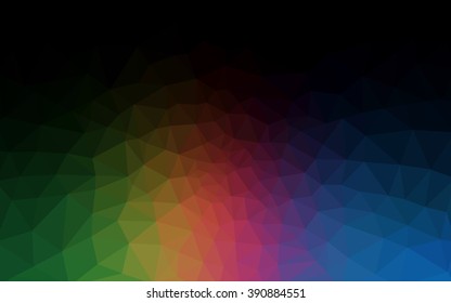 Multicolor dark polygonal illustration, which consist of triangles. Geometric background in Origami style with gradient. Triangular design for your business. Rainbow, spectrum image.