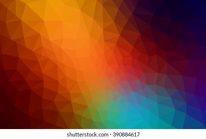 Multicolor dark polygonal illustration, which consist of triangles. Geometric background in Origami style with gradient. Triangular design for your business. Rainbow, spectrum image.
