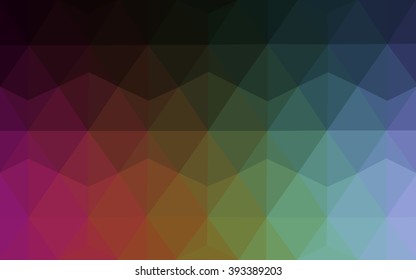 Multicolor dark polygonal illustration, which consist of triangles. Geometric background in Origami style with gradient. Triangular design for your business. Rainbow, spectrum image.
