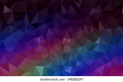 Multicolor dark polygonal illustration, which consist of triangles. Geometric background in Origami style with gradient. Triangular design for your business. Rainbow, spectrum image.