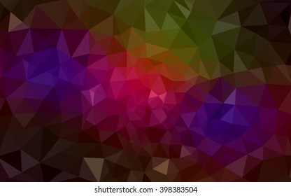 Multicolor dark polygonal illustration, which consist of triangles. Geometric background in Origami style with gradient. Triangular design for your business. Rainbow, spectrum image.