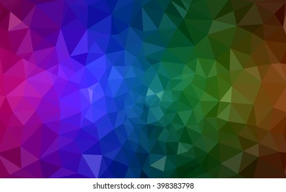 Multicolor dark polygonal illustration, which consist of triangles. Geometric background in Origami style with gradient. Triangular design for your business. Rainbow, spectrum image.