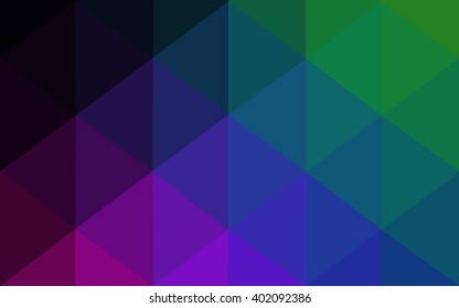 Multicolor dark polygonal illustration, which consist of triangles. Geometric background in Origami style with gradient. Triangular design for your business. Rainbow, spectrum image.