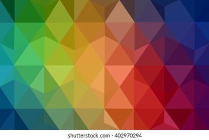 Multicolor dark polygonal illustration, which consist of triangles. Geometric background in Origami style with gradient. Triangular design for your business. Rainbow, spectrum image.