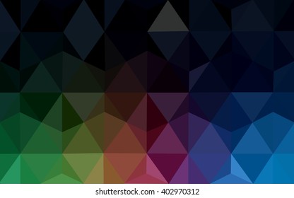 Multicolor dark polygonal illustration, which consist of triangles. Geometric background in Origami style with gradient. Triangular design for your business. Rainbow, spectrum image.
