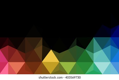 Multicolor dark polygonal illustration, which consist of triangles. Geometric background in Origami style with gradient. Triangular design for your business. Rainbow, spectrum image.