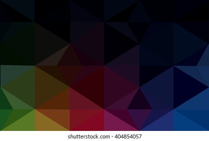 Multicolor dark polygonal illustration, which consist of triangles. Geometric background in Origami style with gradient. Triangular design for your business. Rainbow, spectrum image.