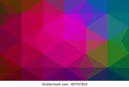Multicolor dark polygonal illustration, which consist of triangles. Geometric background in Origami style with gradient. Triangular design for your business. Rainbow, spectrum image.