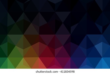 Multicolor dark polygonal illustration, which consist of triangles. Geometric background in Origami style with gradient. Triangular design for your business. Rainbow, spectrum image.
