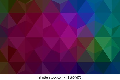 Multicolor dark polygonal illustration, which consist of triangles. Geometric background in Origami style with gradient. Triangular design for your business. Rainbow, spectrum image.