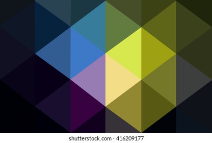 Multicolor dark polygonal illustration, which consist of triangles. Geometric background in Origami style with gradient. Triangular design for your business. Rainbow, spectrum image.