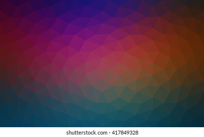Multicolor dark polygonal illustration, which consist of triangles. Geometric background in Origami style with gradient. Triangular design for your business. Rainbow, spectrum image.