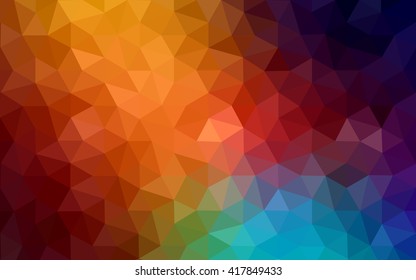 Multicolor dark polygonal illustration, which consist of triangles. Geometric background in Origami style with gradient. Triangular design for your business. Rainbow, spectrum image.