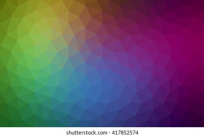 Multicolor dark polygonal illustration, which consist of triangles. Geometric background in Origami style with gradient. Triangular design for your business. Rainbow, spectrum image.