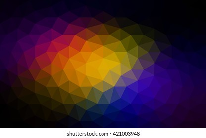 Multicolor dark polygonal illustration, which consist of triangles. Geometric background in Origami style with gradient. Triangular design for your business. Rainbow, spectrum image.
