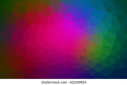 Multicolor dark polygonal illustration, which consist of triangles. Geometric background in Origami style with gradient. Triangular design for your business. Rainbow, spectrum image.