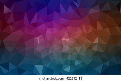 Multicolor dark polygonal illustration, which consist of triangles. Geometric background in Origami style with gradient. Triangular design for your business. Rainbow, spectrum image.