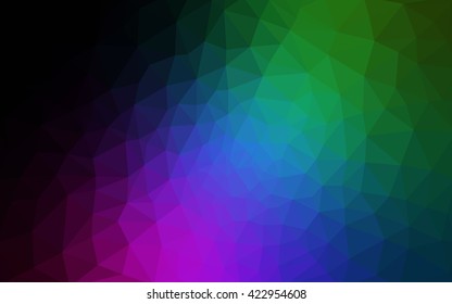 Multicolor dark polygonal illustration, which consist of triangles. Geometric background in Origami style with gradient. Triangular design for your business. Rainbow, spectrum image.