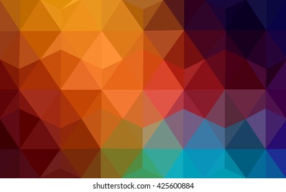 Multicolor dark polygonal illustration, which consist of triangles. Geometric background in Origami style with gradient. Triangular design for your business. Rainbow, spectrum image.