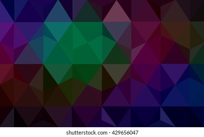 Multicolor dark polygonal illustration, which consist of triangles. Geometric background in Origami style with gradient. Triangular design for your business. Rainbow, spectrum image.