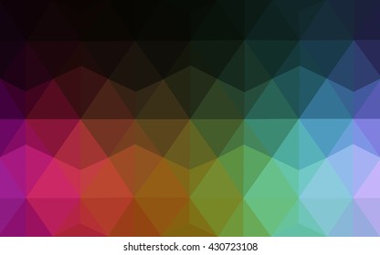 Multicolor dark polygonal illustration, which consist of triangles. Geometric background in Origami style with gradient. Triangular design for your business. Rainbow, spectrum image.