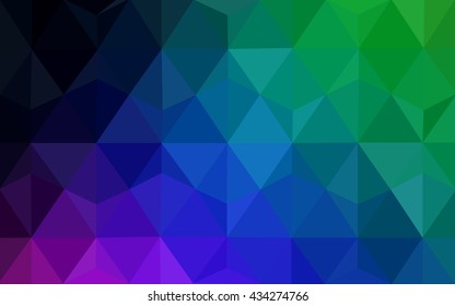 Multicolor dark polygonal illustration, which consist of triangles. Geometric background in Origami style with gradient. Triangular design for your business. Rainbow, spectrum image.