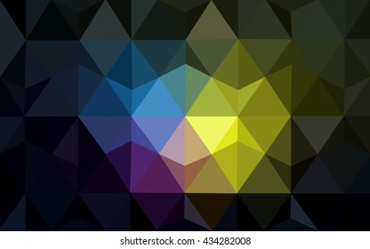 Multicolor dark polygonal illustration, which consist of triangles. Geometric background in Origami style with gradient. Triangular design for your business. Rainbow, spectrum image.