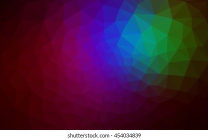 Multicolor dark polygonal illustration, which consist of triangles. Geometric background in Origami style with gradient. Triangular design for your business. Rainbow, spectrum image.