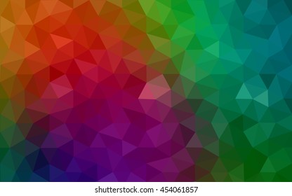 Multicolor dark polygonal illustration, which consist of triangles. Geometric background in Origami style with gradient. Triangular design for your business. Rainbow, spectrum image.