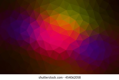 Multicolor dark polygonal illustration, which consist of triangles. Geometric background in Origami style with gradient. Triangular design for your business. Rainbow, spectrum image.