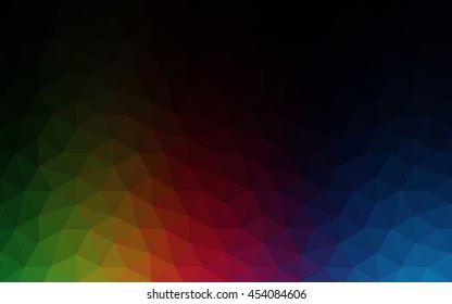 Multicolor dark polygonal illustration, which consist of triangles. Geometric background in Origami style with gradient. Triangular design for your business. Rainbow, spectrum image.