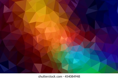 Multicolor dark polygonal illustration, which consist of triangles. Geometric background in Origami style with gradient. Triangular design for your business. Rainbow, spectrum image.