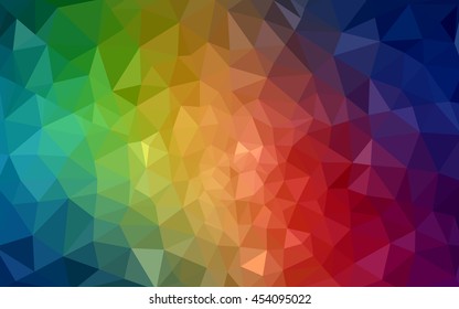 Multicolor dark polygonal illustration, which consist of triangles. Geometric background in Origami style with gradient. Triangular design for your business. Rainbow, spectrum image.