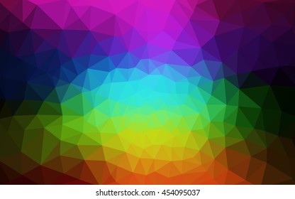 Multicolor dark polygonal illustration, which consist of triangles. Geometric background in Origami style with gradient. Triangular design for your business. Rainbow, spectrum image.