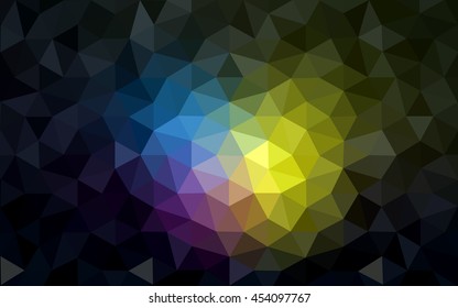 Multicolor dark polygonal illustration, which consist of triangles. Geometric background in Origami style with gradient. Triangular design for your business. Rainbow, spectrum image.