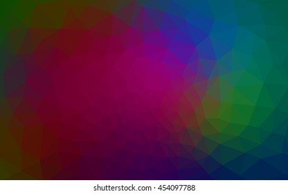 Multicolor dark polygonal illustration, which consist of triangles. Geometric background in Origami style with gradient. Triangular design for your business. Rainbow, spectrum image.