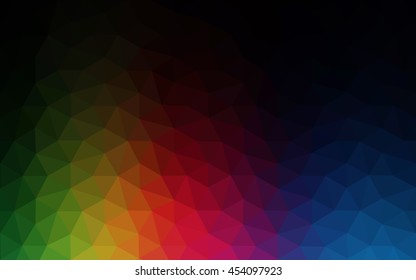 Multicolor dark polygonal illustration, which consist of triangles. Geometric background in Origami style with gradient. Triangular design for your business. Rainbow, spectrum image.