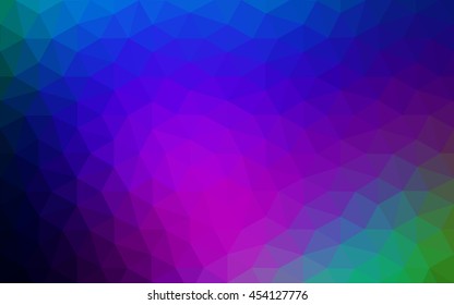 Multicolor dark polygonal illustration, which consist of triangles. Geometric background in Origami style with gradient. Triangular design for your business. Rainbow, spectrum image.