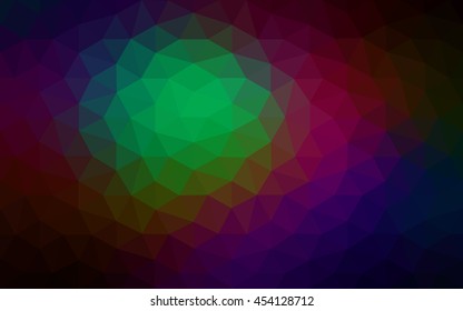 Multicolor dark polygonal illustration, which consist of triangles. Geometric background in Origami style with gradient. Triangular design for your business. Rainbow, spectrum image.