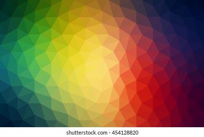 Multicolor dark polygonal illustration, which consist of triangles. Geometric background in Origami style with gradient. Triangular design for your business. Rainbow, spectrum image.