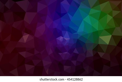 Multicolor dark polygonal illustration, which consist of triangles. Geometric background in Origami style with gradient. Triangular design for your business. Rainbow, spectrum image.