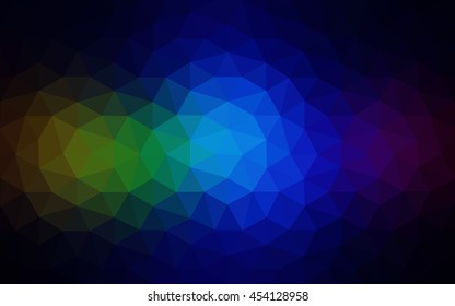 Multicolor dark polygonal illustration, which consist of triangles. Geometric background in Origami style with gradient. Triangular design for your business. Rainbow, spectrum image.