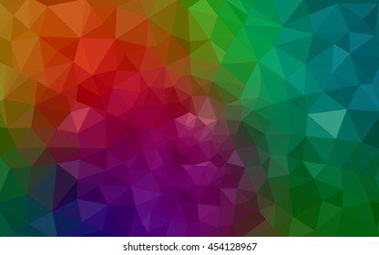 Multicolor dark polygonal illustration, which consist of triangles. Geometric background in Origami style with gradient. Triangular design for your business. Rainbow, spectrum image.