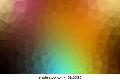 Multicolor dark polygonal illustration, which consist of triangles. Geometric background in Origami style with gradient. Triangular design for your business. Rainbow, spectrum image.